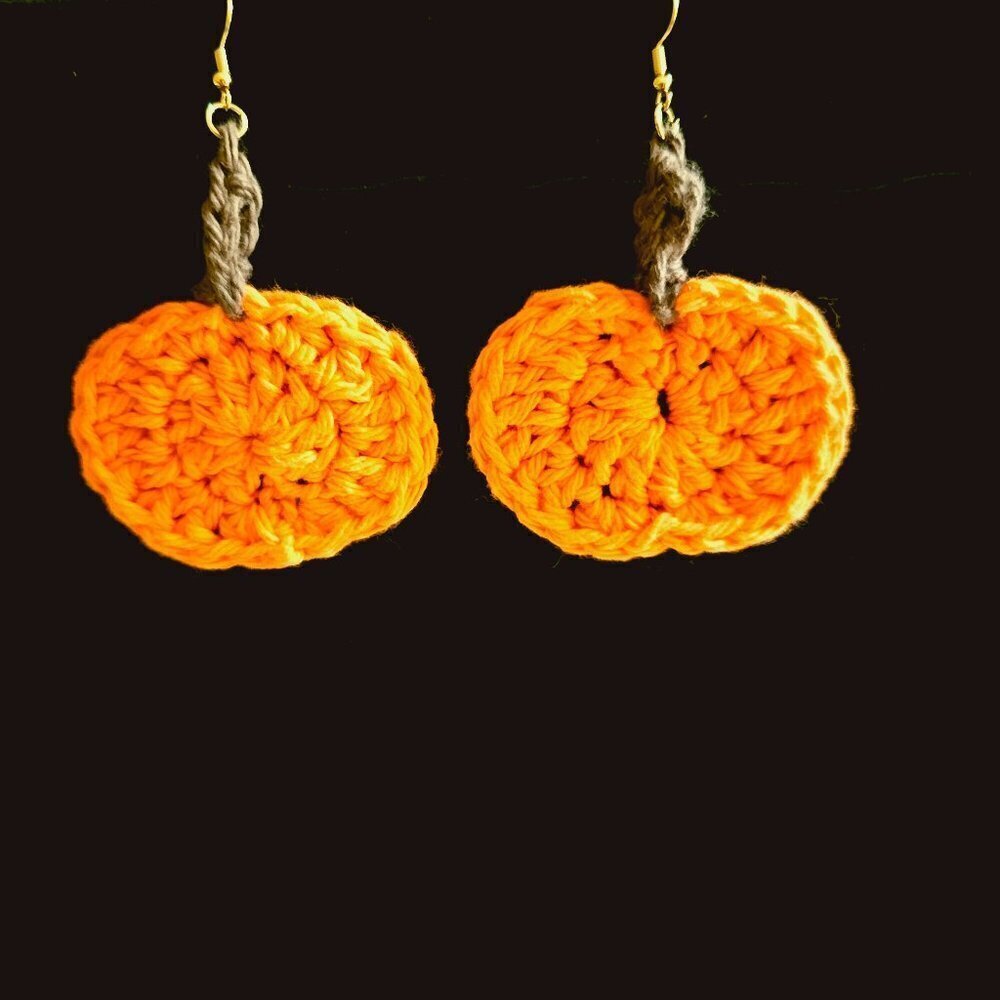 Pumpkin Crocheted Earrings - Picture 3 of 4